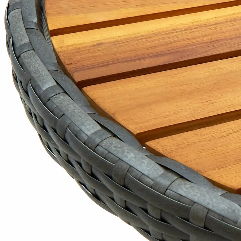 Table d'appoint 60 cm en Bois d'Acacia Durable et Poly Rotin Gris Chic - 5