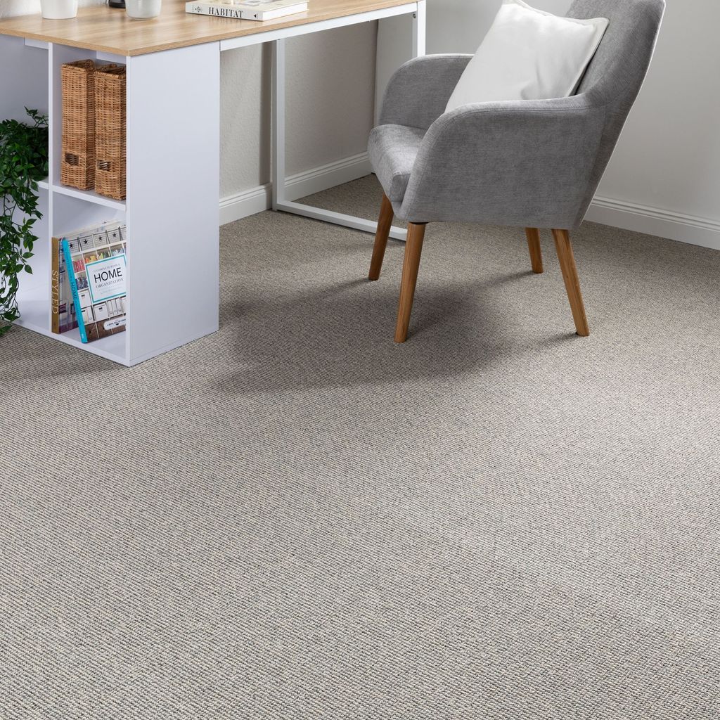 Steffensmeier Teppichboden Rhodos Meterware | Auslegware für Kinderzimmer Wohnzimmer Schlafzimmer | Beige Blau, Größe: 200x400 cm