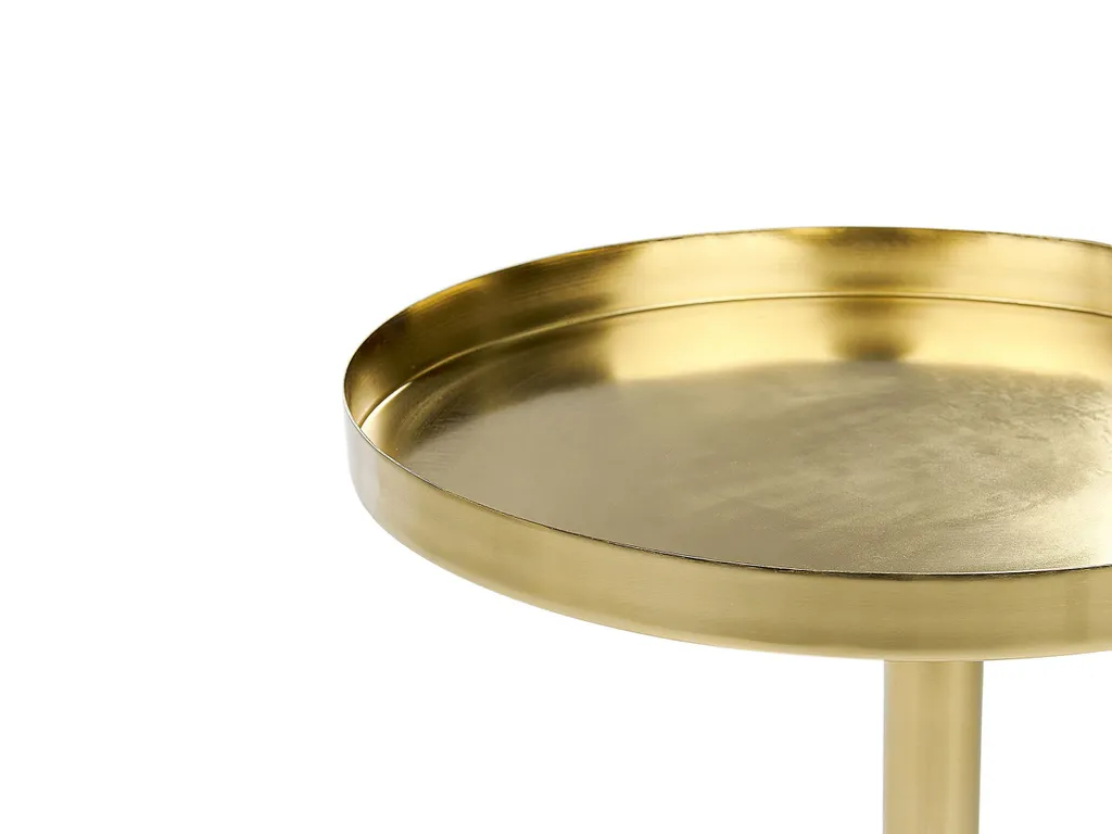 Table basse luxe avec base en pierre et structure dorée style moderne