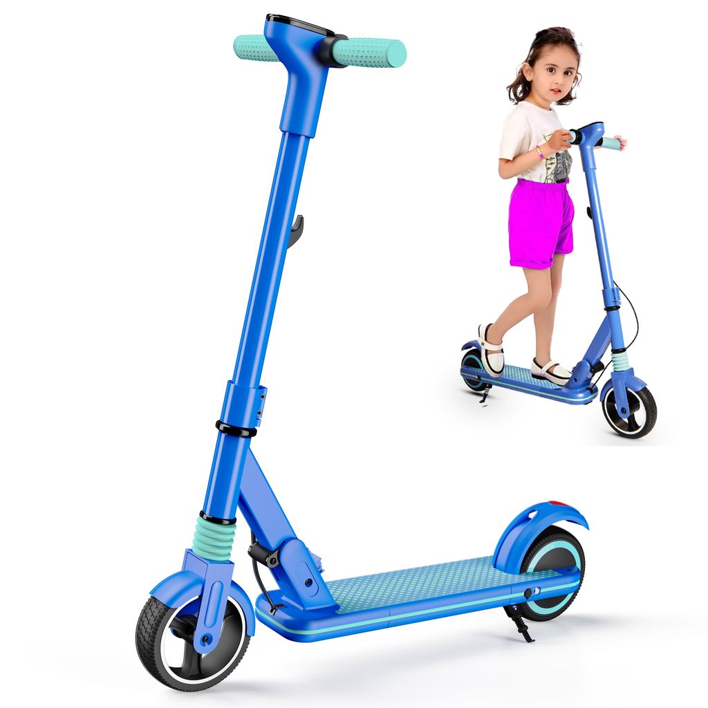 Elektroscooter 6,5 Zoll 14km/h Blau Elektroroller LED-ANZEIGE Kinderroller 130 Watt Motor Elektro Roller Bis 70KG Kinder E Scooter Ab 8 Jahren Nach...