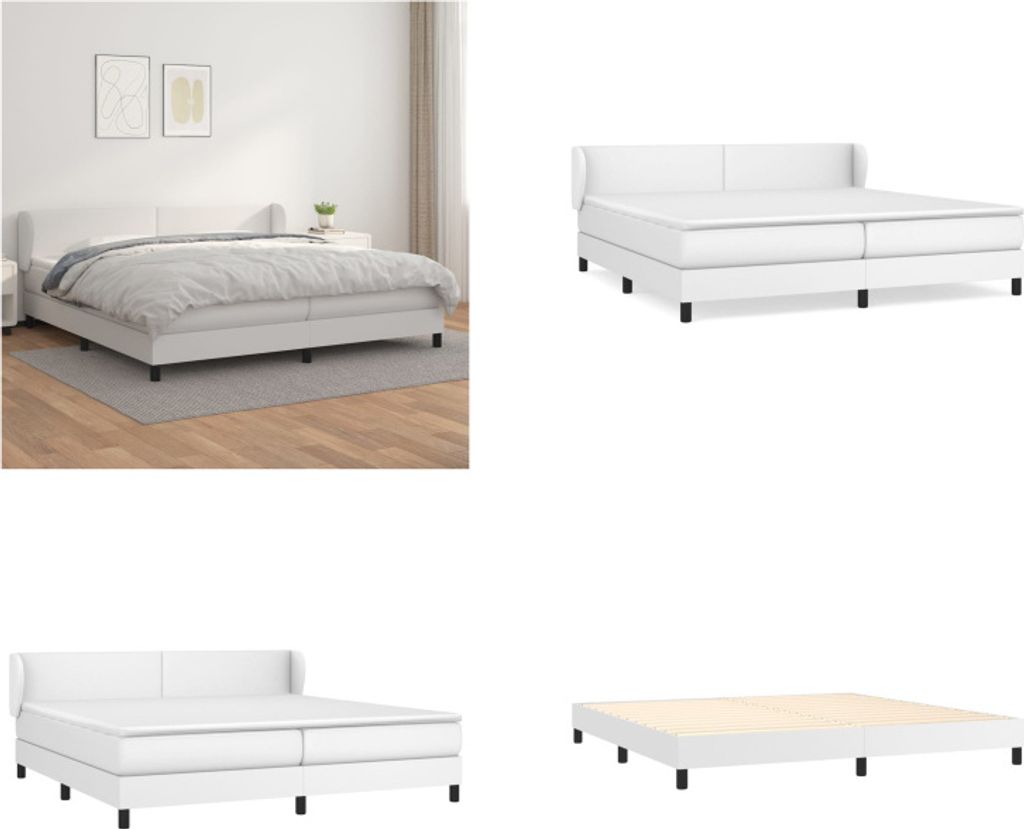 vidaXL Boxspringbett mit Matratze Weiß 200x200 cm Kunstleder - Boxspringbett - Boxspringbetten - Bett - Schlafzimmermöbel