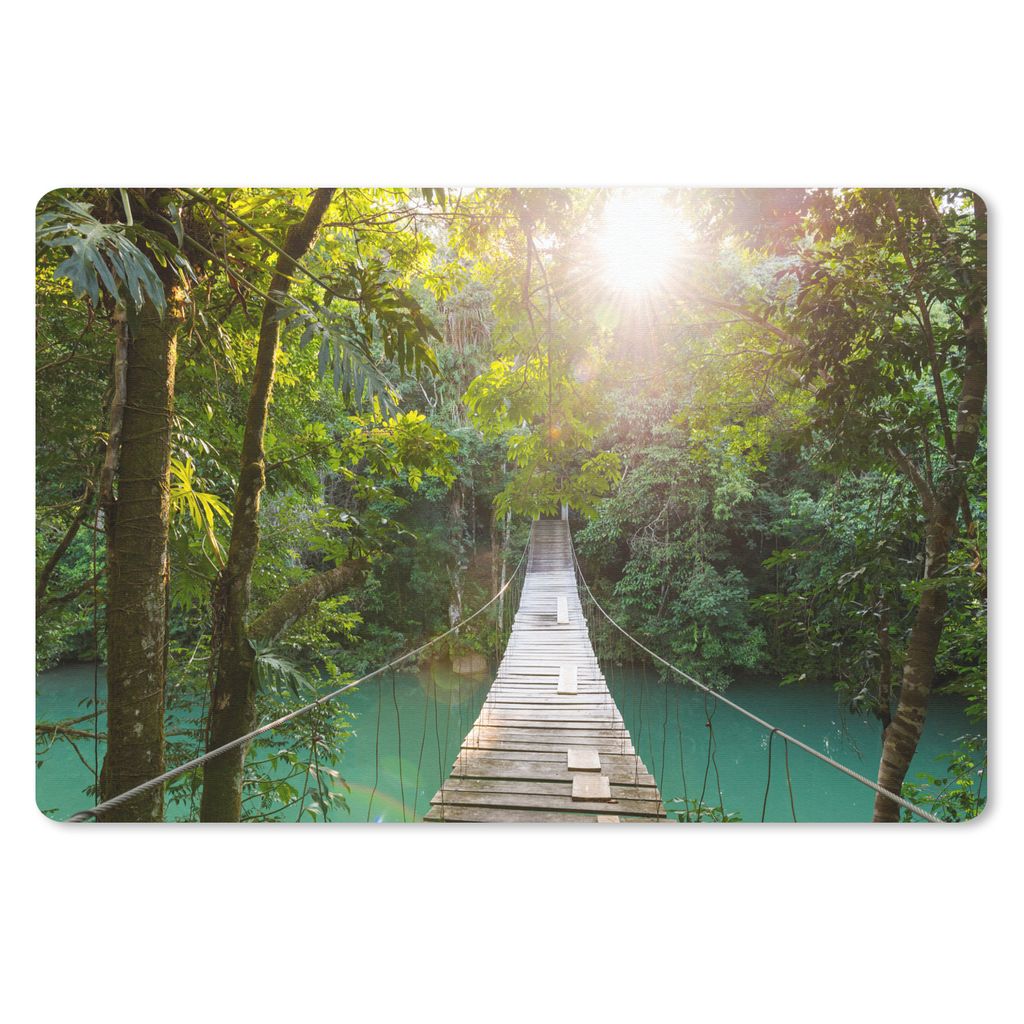 MuchoWow Mauspad Mousepad Dschungel - Wasser - Brücke - Natur - Pflanzen 27x18 cm - Mousepads - Maus Mat - Pad - Mausunterlage - Büroartikel - ...