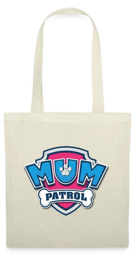 Spreadshirt Paw Patrol Mum Patrol Muttertag Mama Karneval Stoffbeutel, One size, Natur