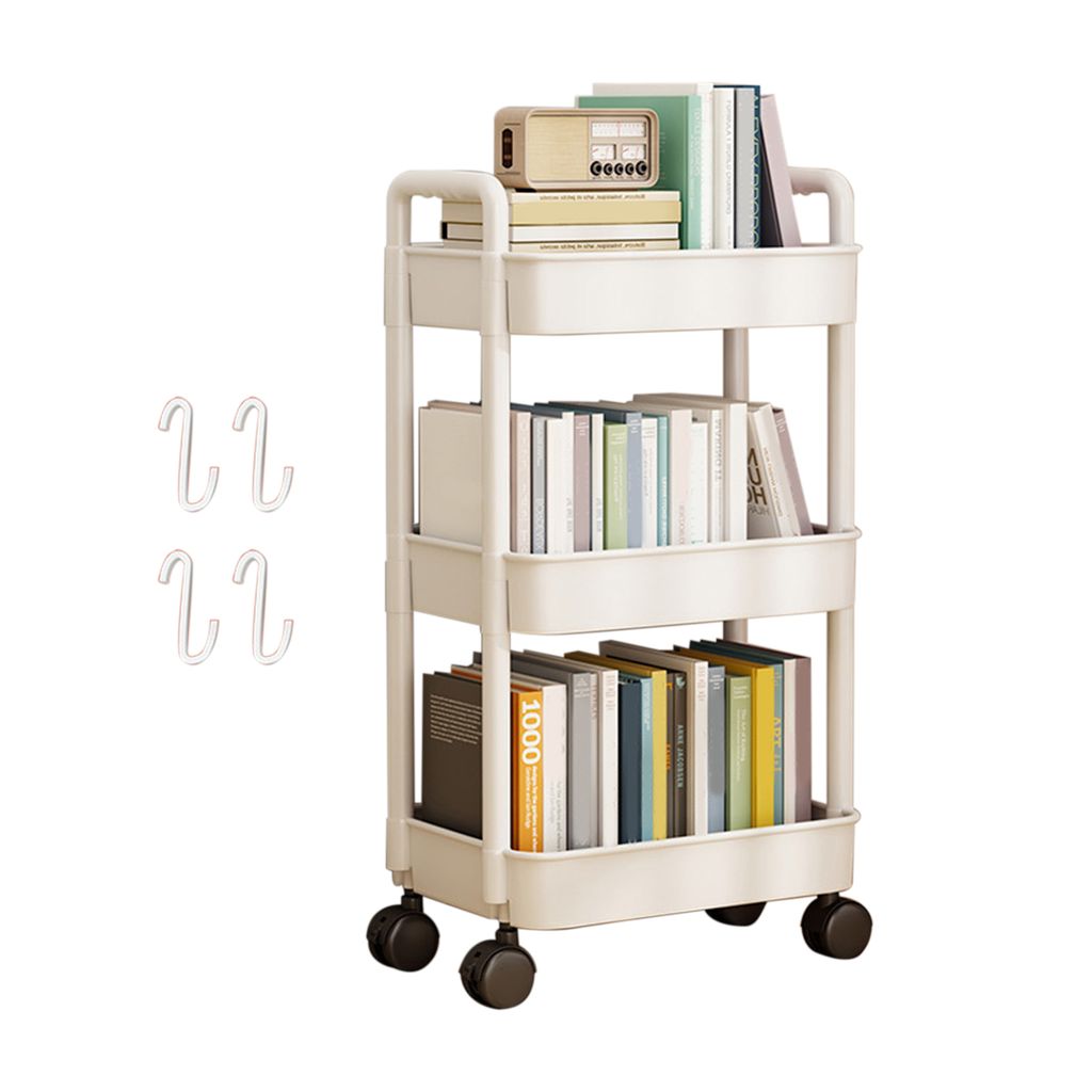 Lagerregal 4-stufiger Rollwagen mit Rädern Stabile Konstruktion Große Kapazität Starke Tragfähigkeit Mobiles Regal Trolley Bücherregal