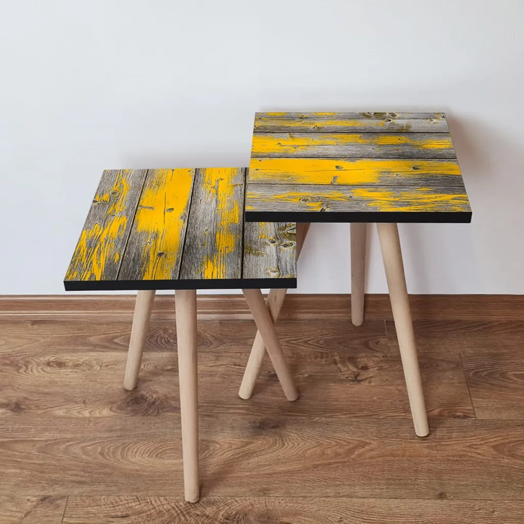 Skye Decor 2Shp380 Table Gigogne 2 Pièces Grise en MDF 35x35x47 cm