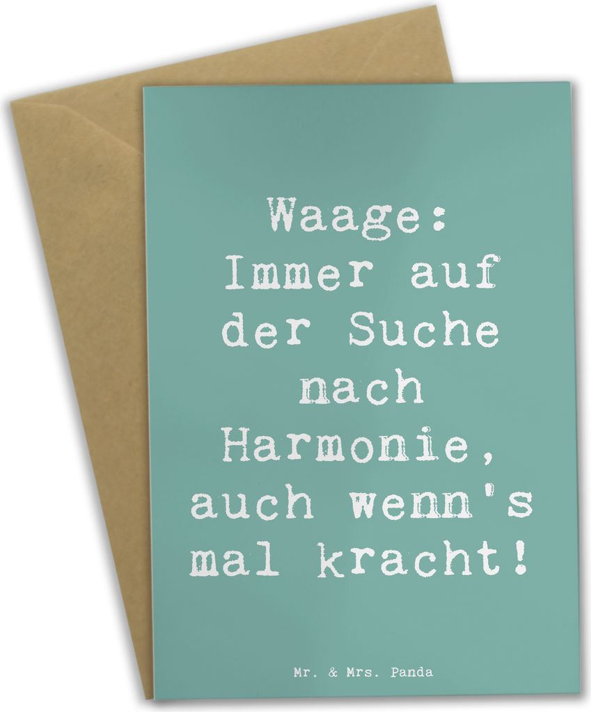 Mr. & Mrs. Panda neujahrskarte Spruch Waagen Harmonie - Meeresbrise - Geschenk, weihnachtskarten, dankeskarten, Ausgeglichenheit, Grußkarte, Tierk...
