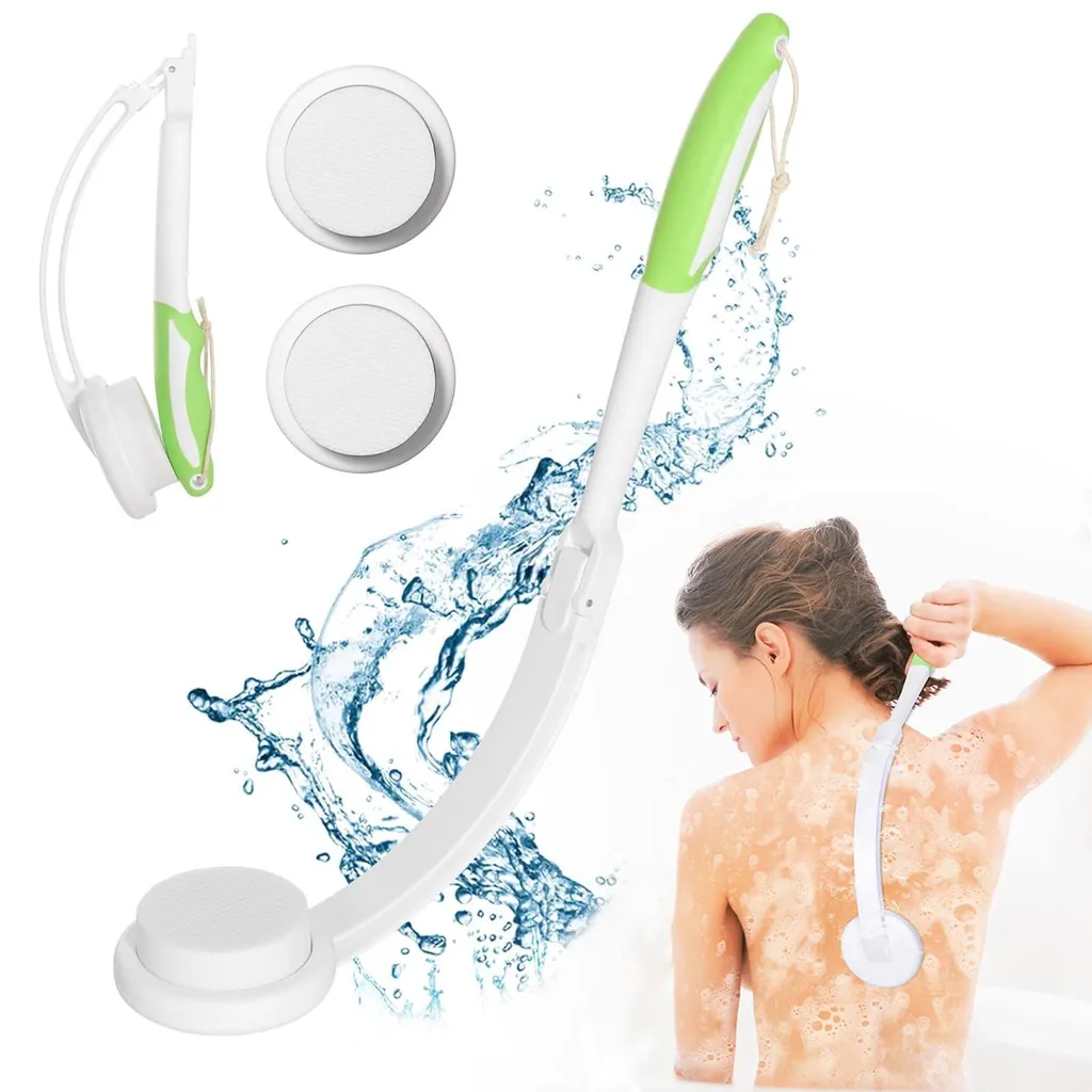 Applicateur de lotion pour le dos avec 3 tampons et manche pliable