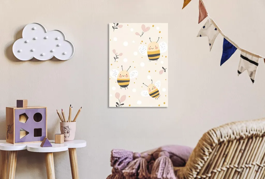 Quadro Api 60x90 cm - Design Moderno per Cameretta Neonato e Bambini - 3