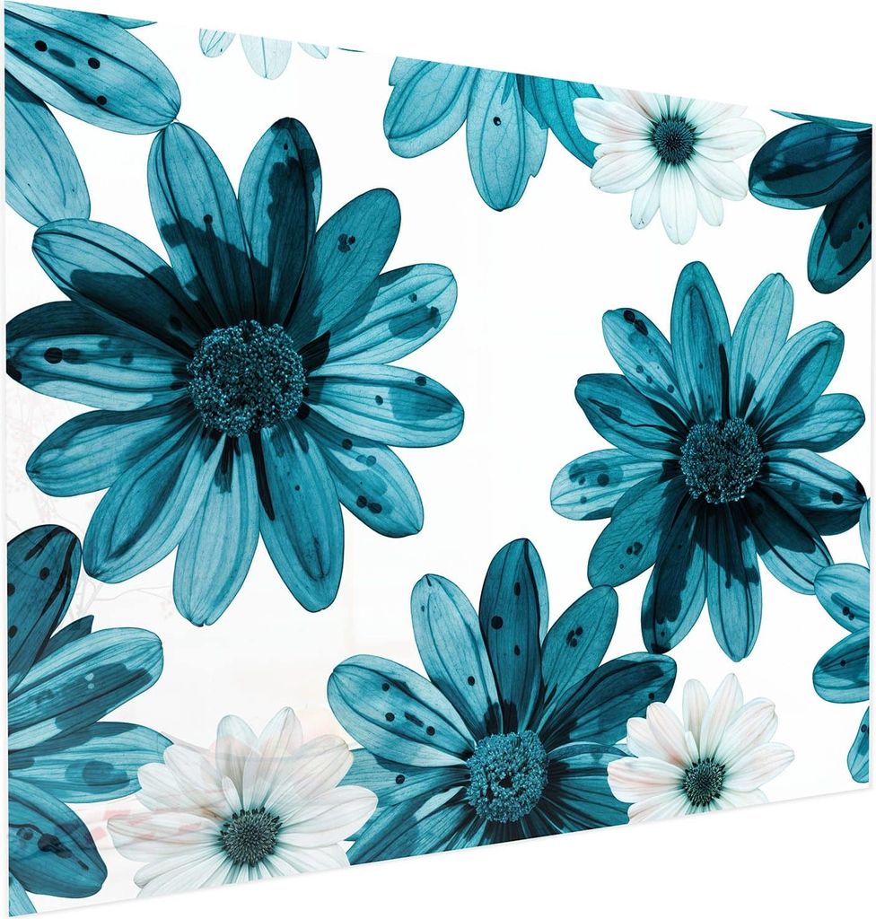 Glasbild 100x80cm in XXL für Wohnzimmer, Schlafzimmer Motiv Geblümt
