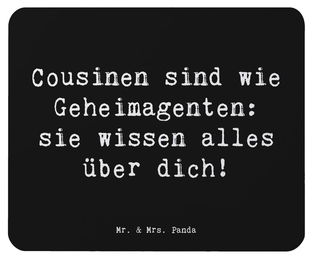 Mr. & Mrs. Panda Mauspad Spruch Cousinen Geheimagenten - Schwarz - Geschenk, Verwandtschaft, Mouse Pad, besondere Verbindung, Geschenke, Mousepad, ...