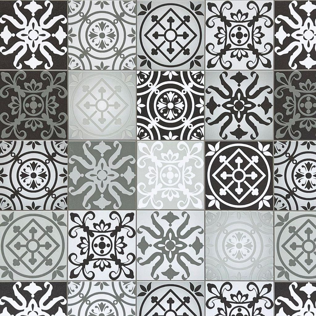 Klebefolie Möbel 45x50 cm - Fliesen Schwarzweiß - Möbelfolie selbstklebend in Deko-Stil - Folie für Möbel zur Renovierung von Türen, Schränk...
