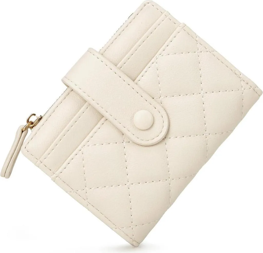 Petit porte-monnaie bifold en cuir véritable pour femme avec poches