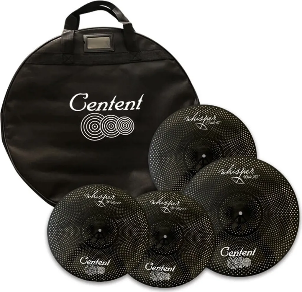Cymbales silencieuses Centent Black perforées pour batterie acoustique