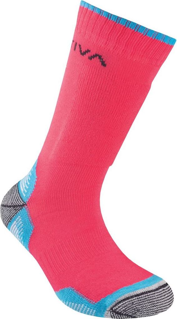 Kids Mountain Socks, Mountain Hiking Footwear, S, Hibiscus/Malibu Blue (Pink) - La Sportiva