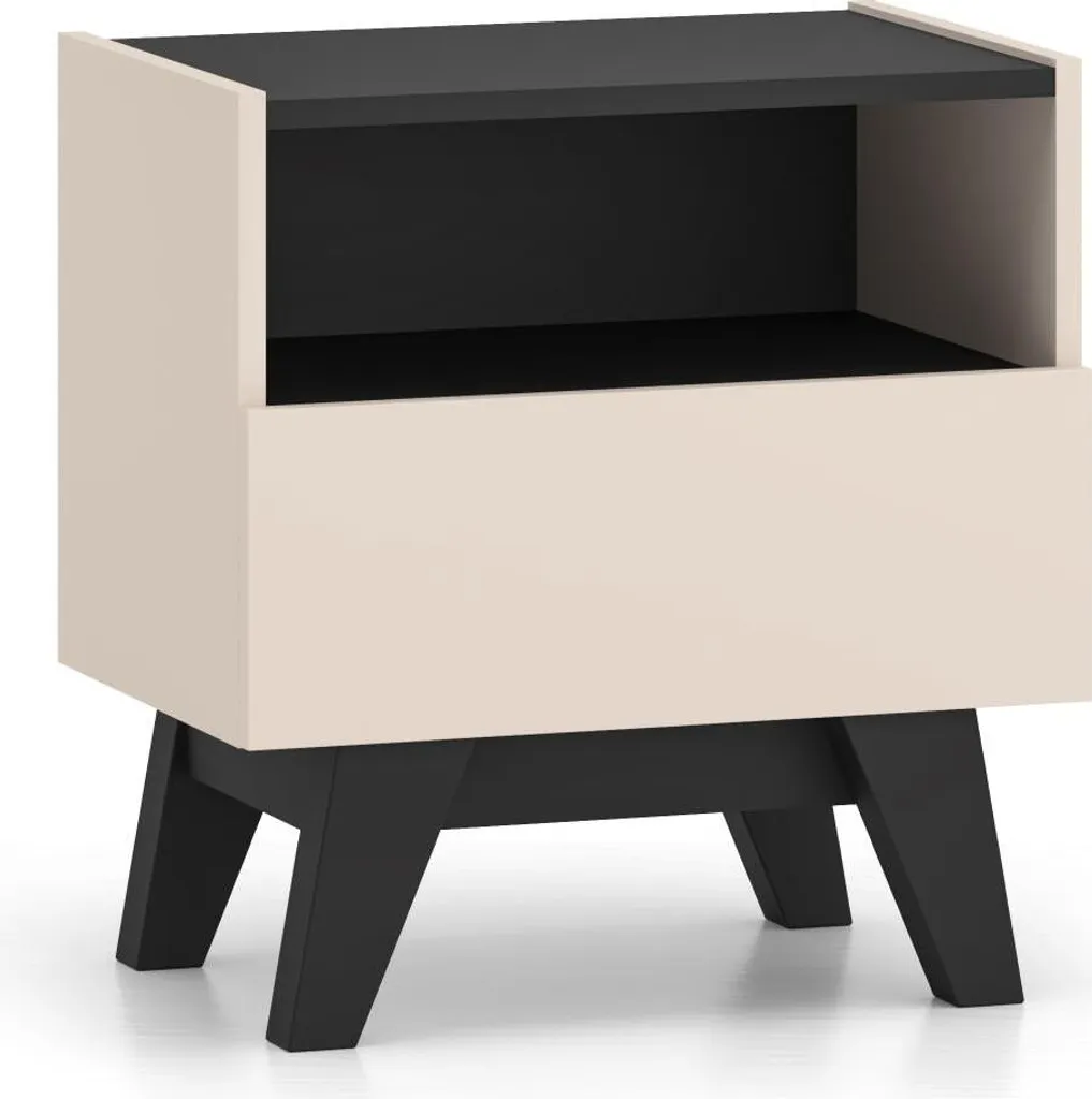 Table de Chevet 50cm Freshion Beige et Noir - Gain de Place et Design
