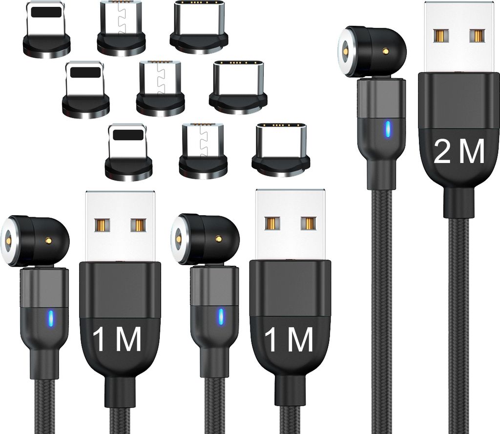 SOONTEC 2M+1M+1M Magnetic Charging Cable 360°&180° USB Image du produit 