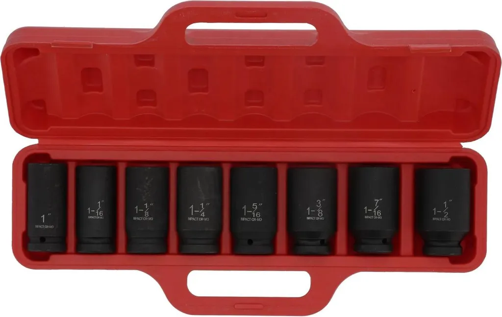 Jeu de 8 douilles à choc profondes 6 pans en acier chrome-vanadium SAE