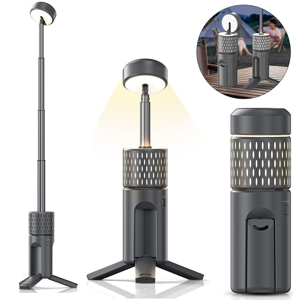 Ausziehbare Campinglampe, 5400 mAh Akku,wasserdicht, einstellbare Höhe 21,5–86 cm, dimmbares Licht 1800–6500 K, Notfall-SOS & Powerbank-Funktion
