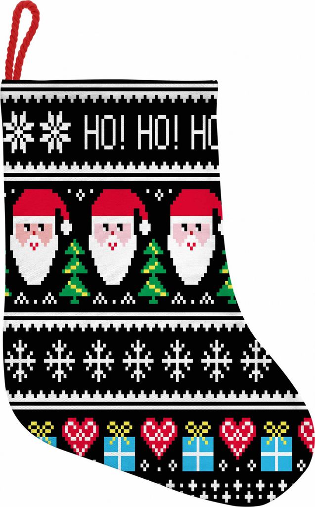 ABAKUHAUS Weihnachten Hängende Nikolausstiefel Weihnachtssocken, Nordic Retro Borders, Weihnachtsstrumpf zum Aufhängen, 35x50cm, Mehrfarbig