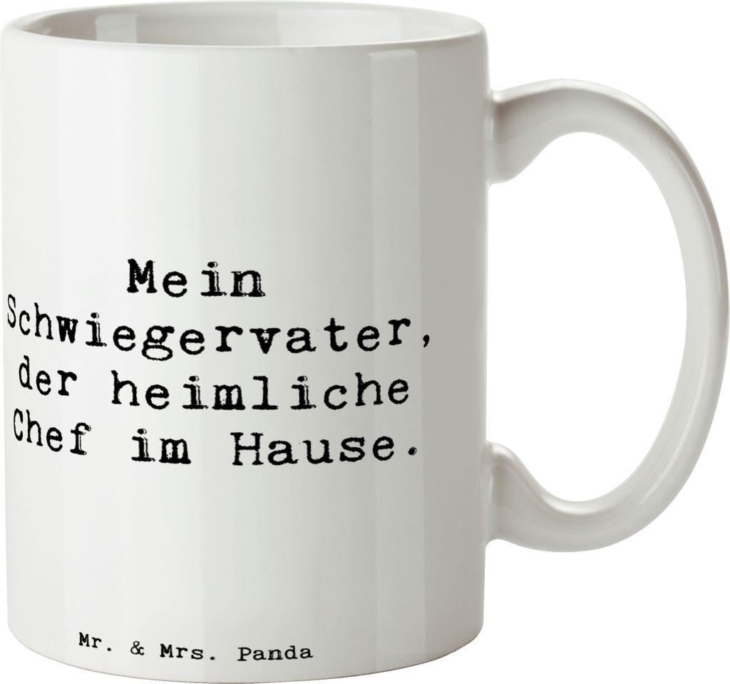 Mr. & Mrs. Panda Tasse Spruch Schwiegervater Chef - Weiß - Geschenk, Familienbeziehungen, Becher, Wertschätzung, Weihnachten, liebevoll, Pott, ca...