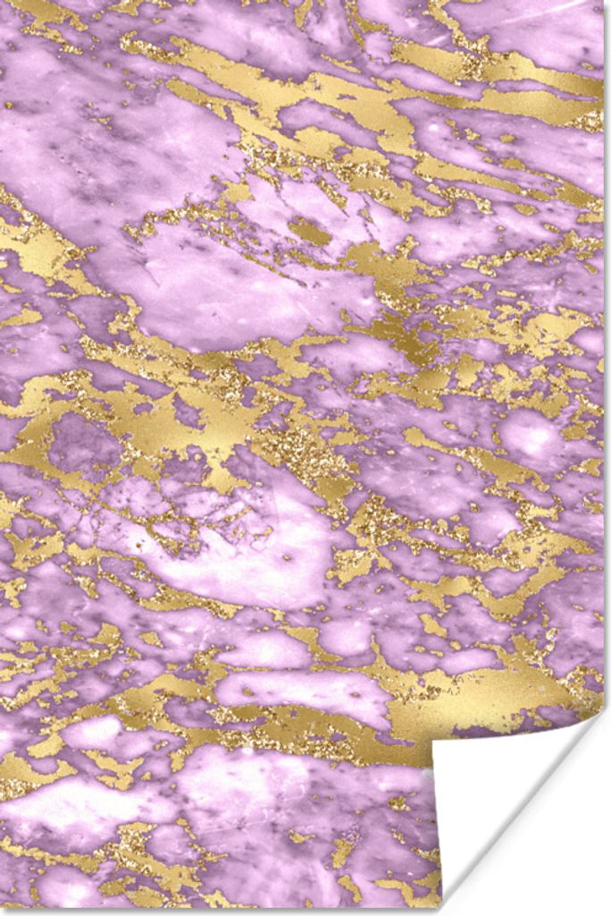 MuchoWow Poster Marmor - Glitzer - Gold - Luxus 80x120 cm - Papierdruck