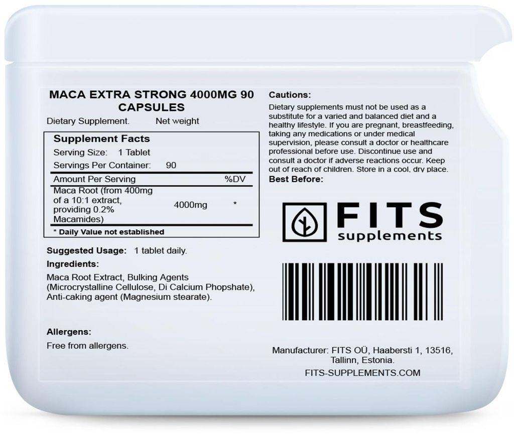 Maca Extra Fuerte, 4000 mg, 90 cápsulas Imagen del producto 