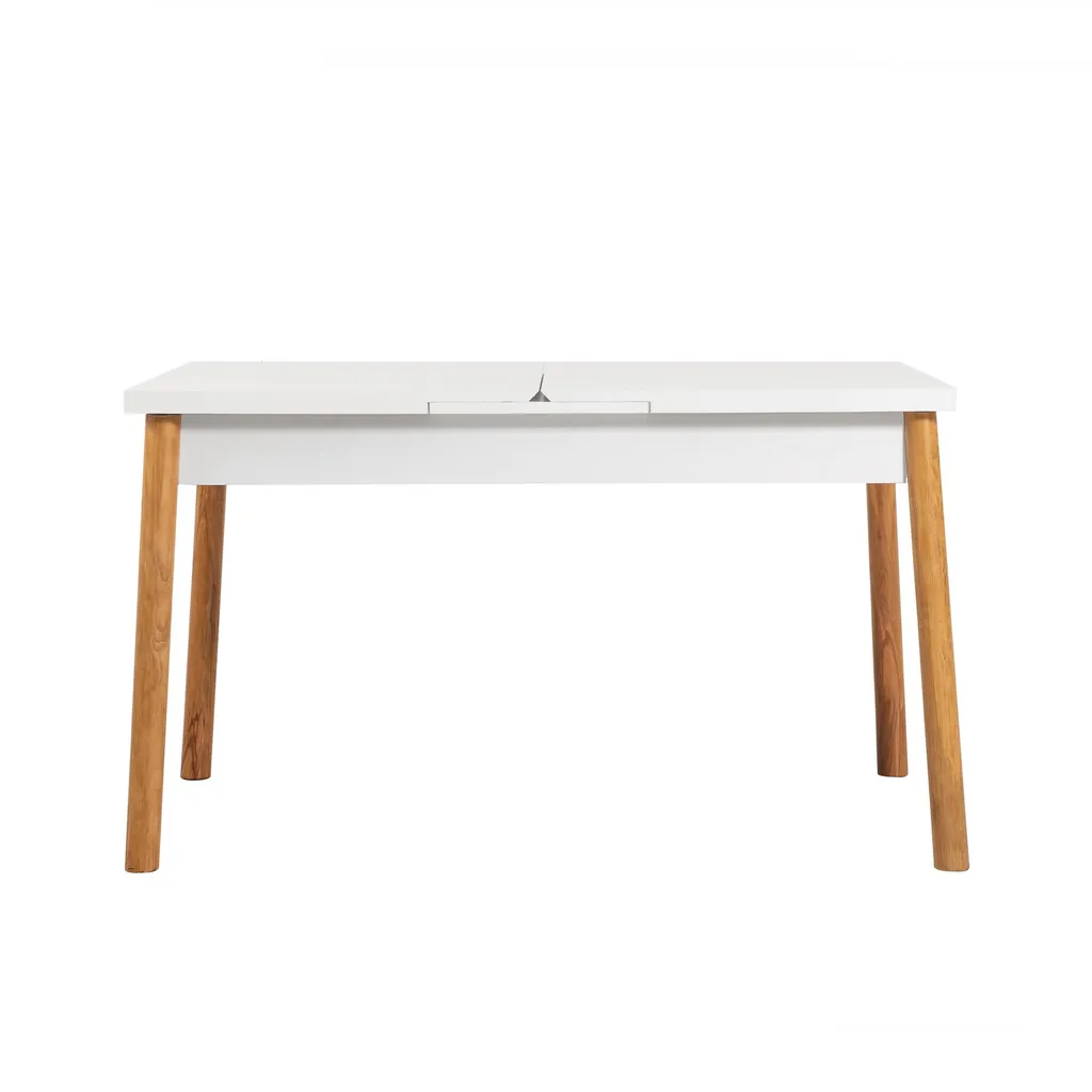 Table de Salle à Manger Extensible en Mélamine Blanche Style Moderne