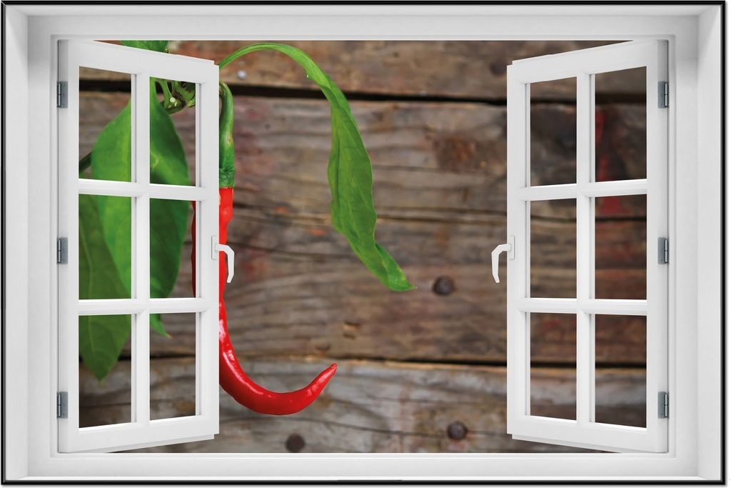 Wallario Wandbild mit Fenster-Illusion: Hängende Produktbild 