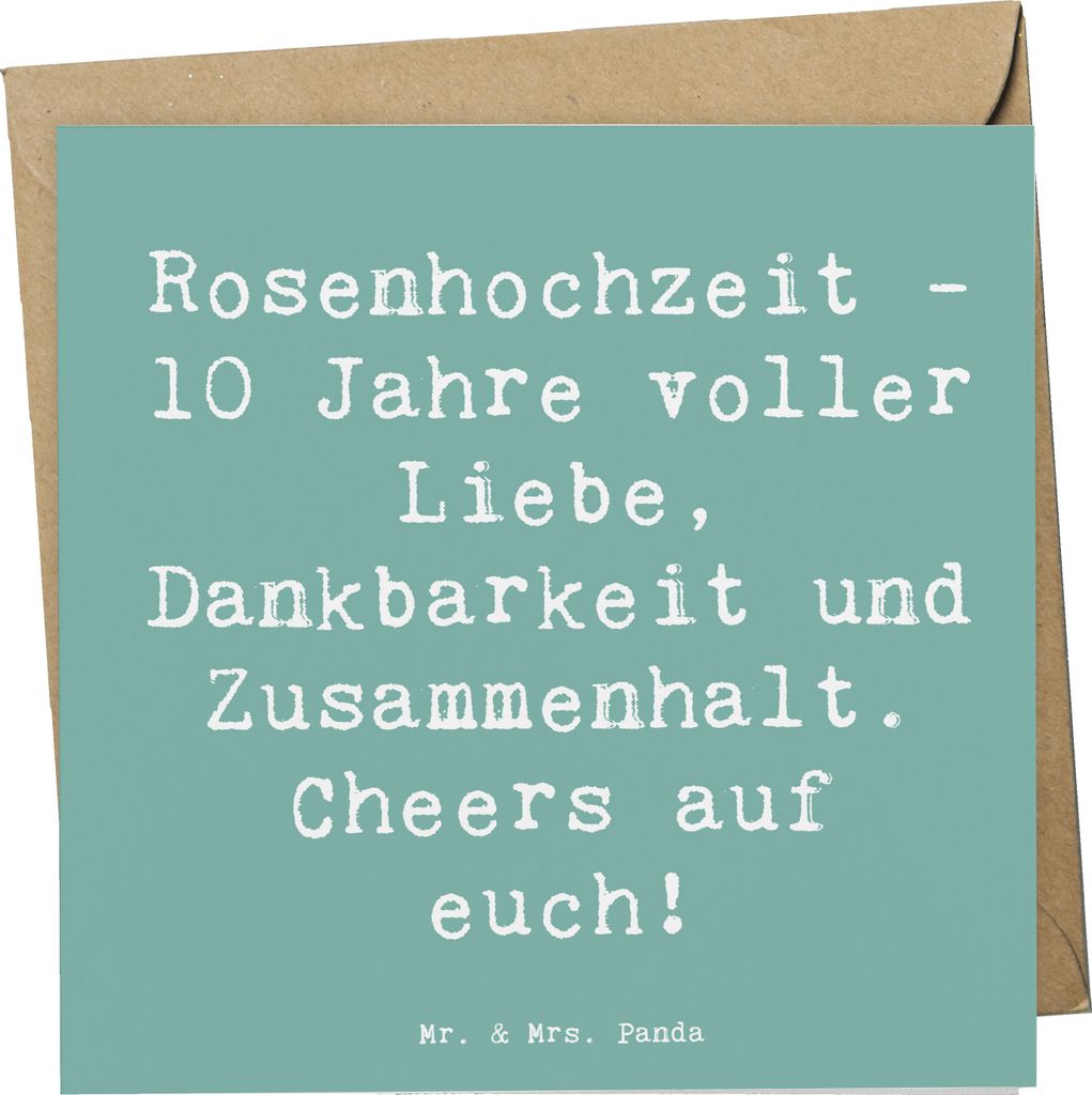 Mr. & Mrs. Panda Grußkarte Spruch 10. Hochzeitstag Rosenhochzeit - Meeresbrise - Geschenk, Verbundenheit, 10 Jahre Ehe, Heirat, faltkarte, Geschen...