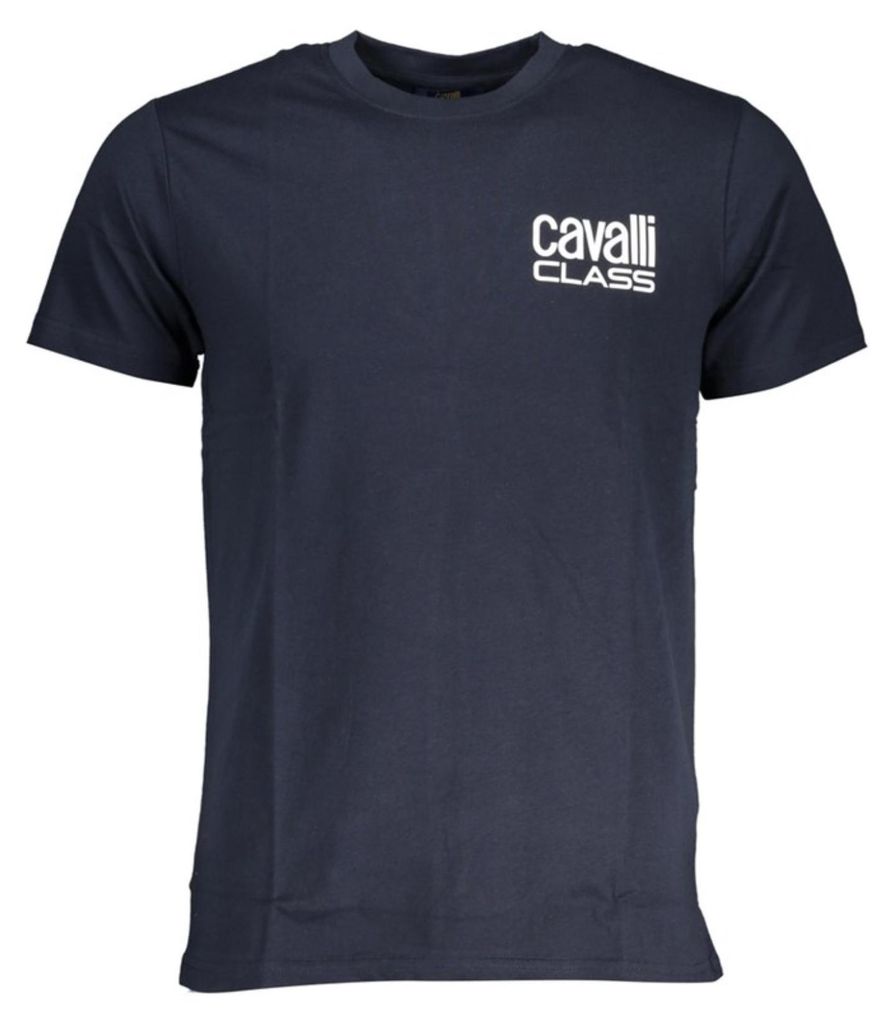 Herren Kurzarm T-Shirt Blau mit Rundhals und Druck-Logo Produktbild 
