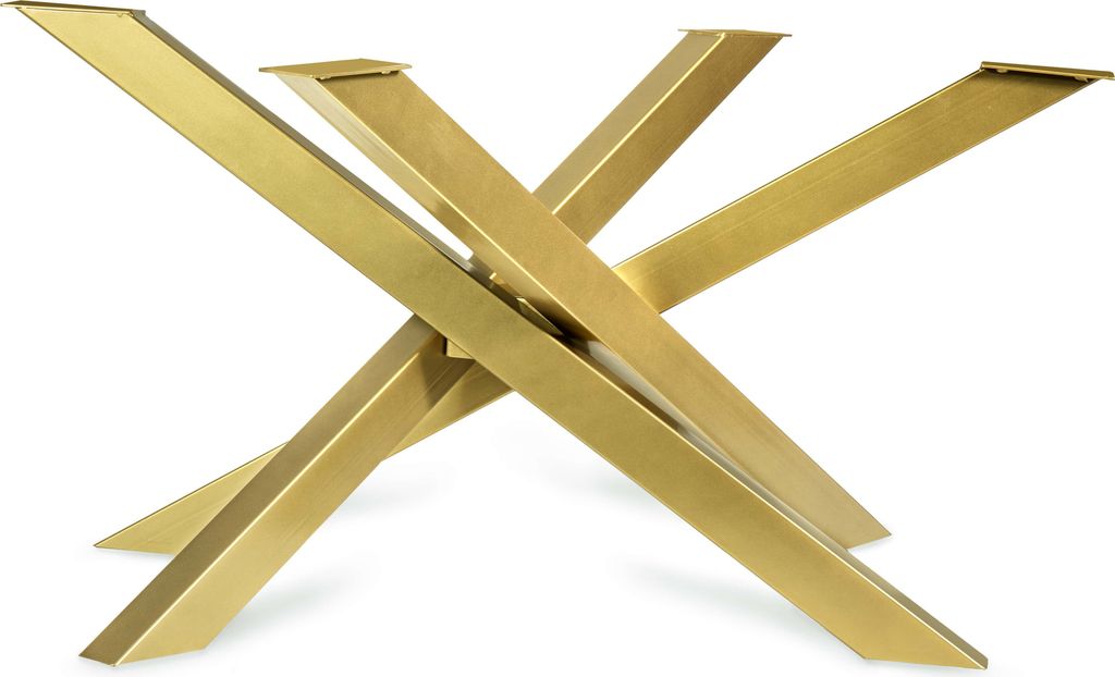 Magnetic Mobel Tischgestell Orion (L -Size 113x73x71 cm, Gold) Design Kreuzgestell Schwerlast Massiv Tischkufen Stahl Tischbeine Metall Profil 8X4 Cm