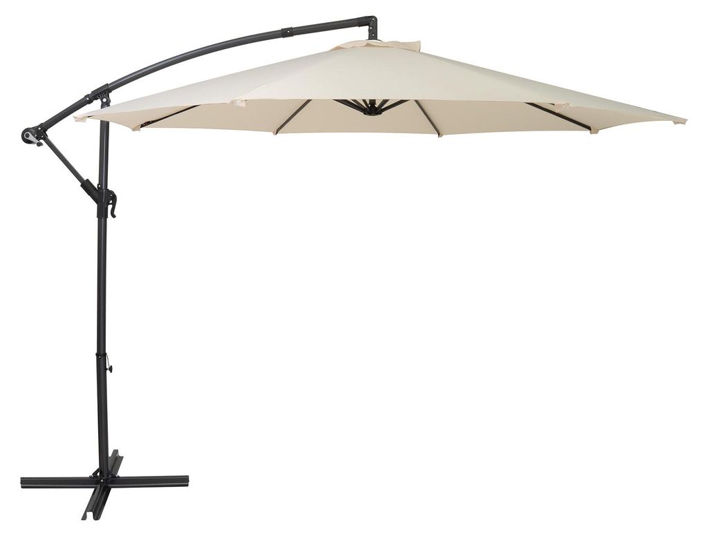 Ausleger-Sonnenschirm 3m – Creme Hängender Ampelschirm Bananenschirm Garten Terrasse Sonnenschutz Schirmdach Außenbereich Parasol UV-Schutz Kur...
