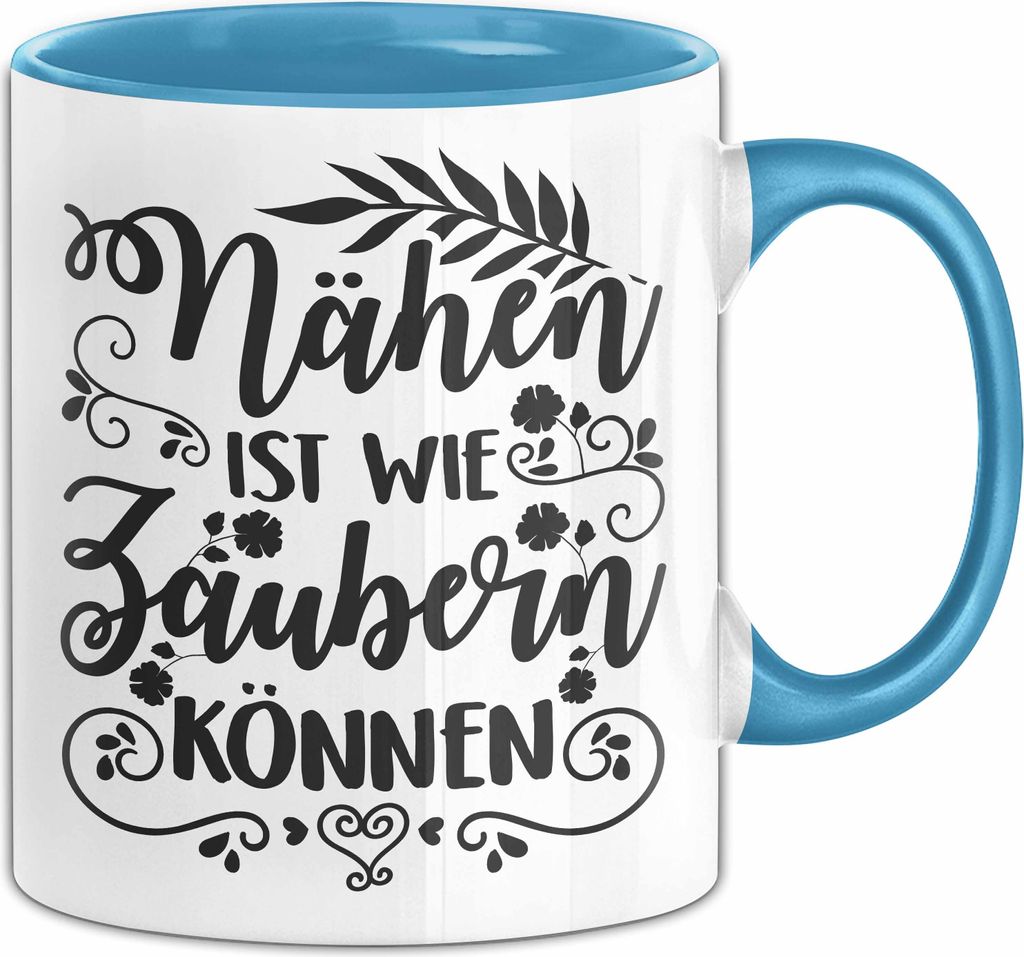 Nähen Geschenk Stricken Nähen Ist Wie Zaubern Können Tasse Geschenk Kaffee-Becher (Blau)