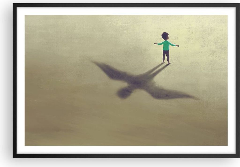 Gerahmtes Poster - Schwarzer Rahmen - Kind Symbol Vogel - 91,5x61 cm - Wand Bild - Wanddeko - Wandbilder - Kunstposter - Wandposter - Bilderrahmen ...