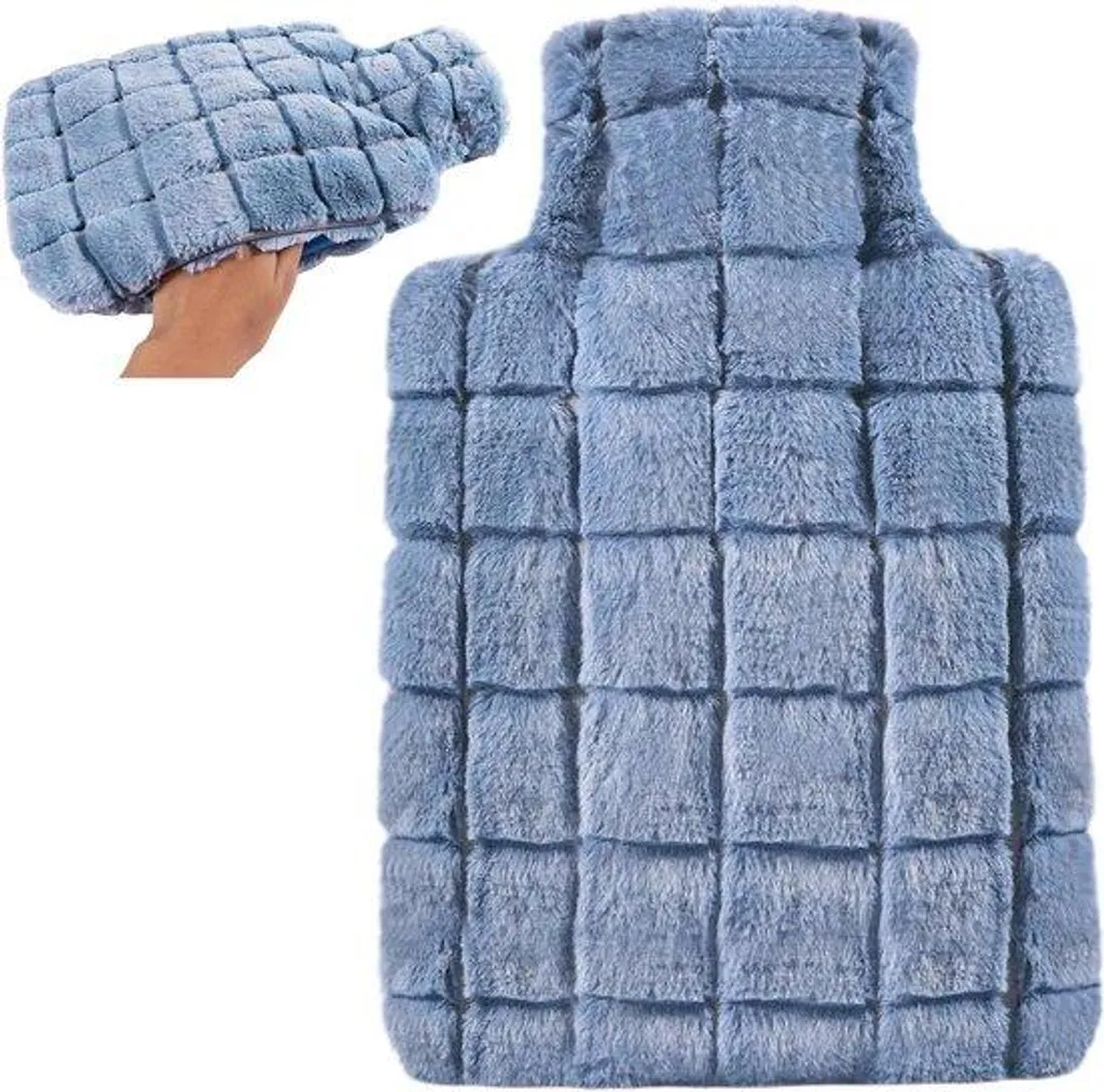 Bouillotte eau 2l avec housse douce bleue pour soulager la douleur