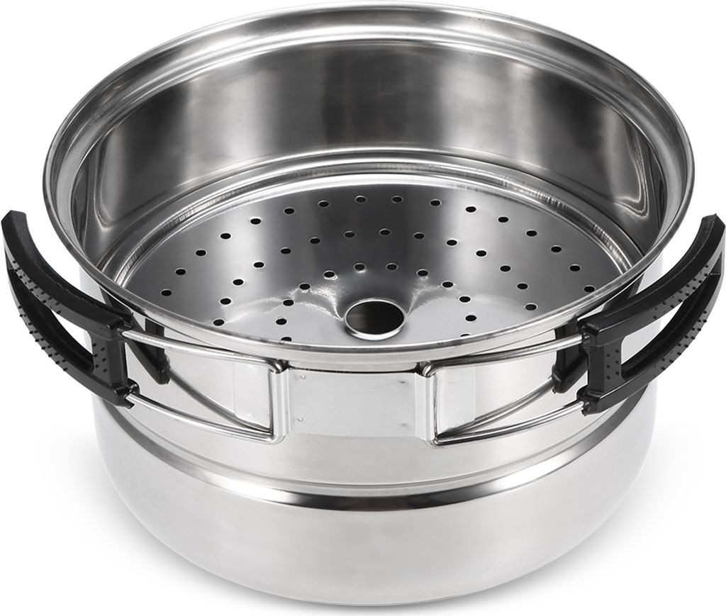 3 Stuecke Camping Kochgeschirr Set Edelstahl Topf Pfanne Dampf Rack Outdoor Home Kueche Kochen Set