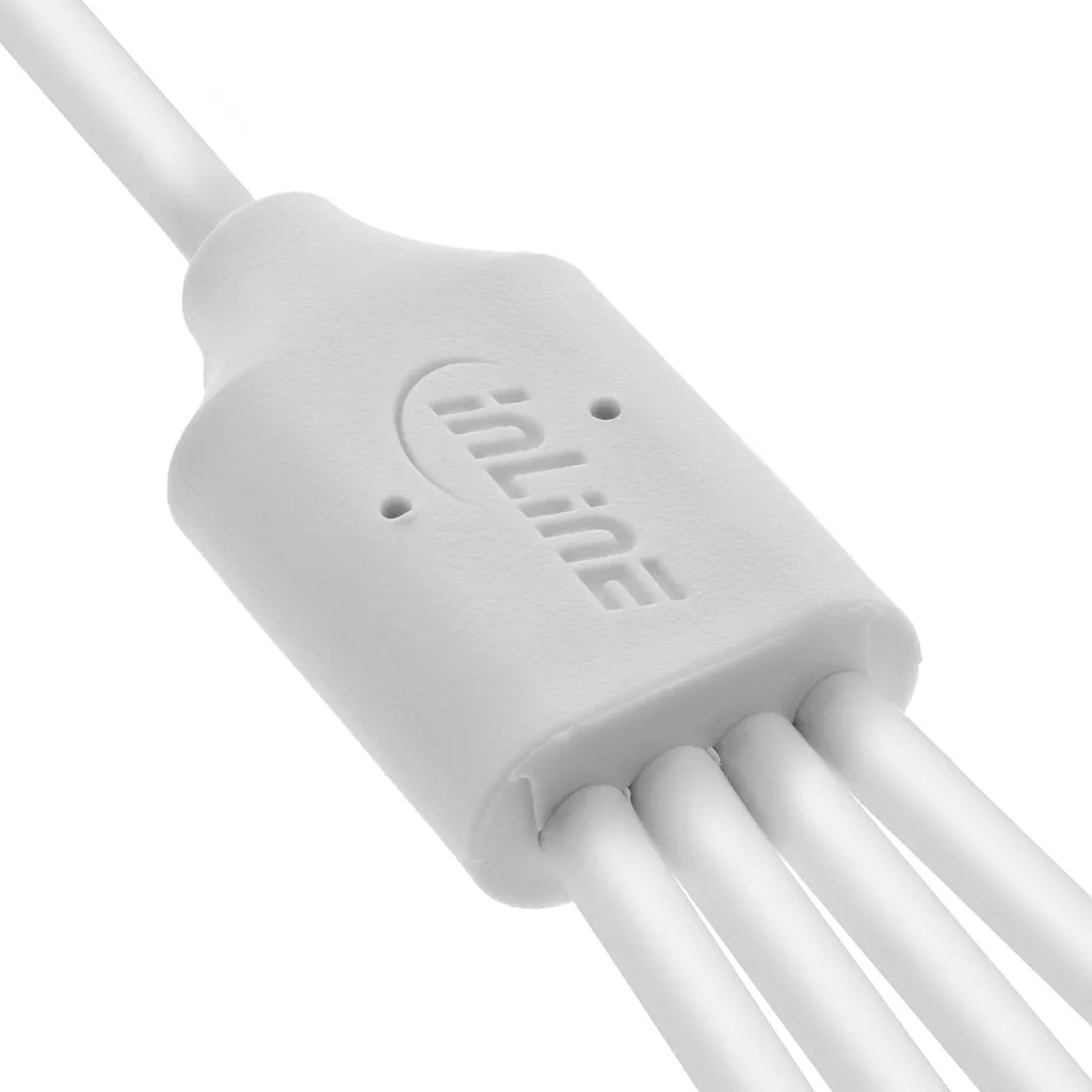 Répartiteur Chargeur USB-A vers 4x USB-C - Câble Multiple InLine Blanc 2m - 2
