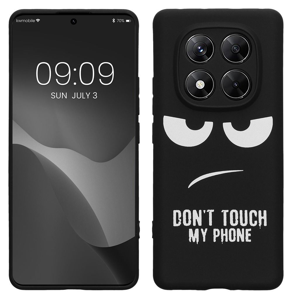 kwmobile Hülle kompatibel mit Xiaomi Redmi Note 14 Pro 5G / Poco X7 - Handyhülle Silikon Case - Don't touch my Phone Weiß Schwarz