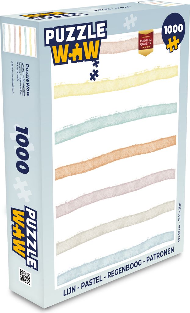 MuchoWow Puzzle 1000 Teile Linie - Pastell - Regenbogen - Muster - Spielzeug - Alt und Jung - Spiele - Puzzeln
