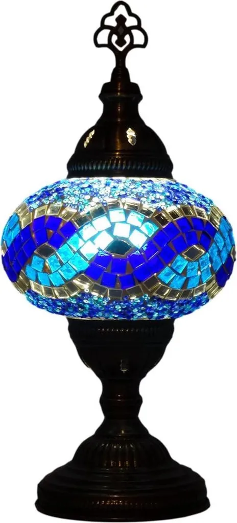 Lampe de table Mozaïek orientale en verre fait main E27 Ø16cm h36cm