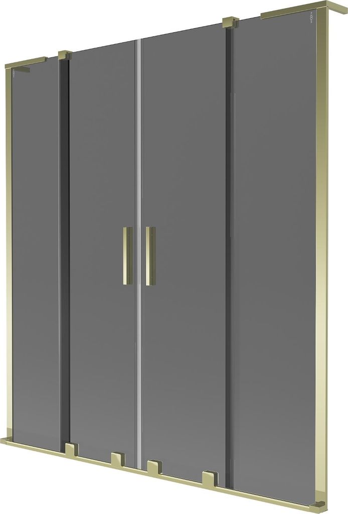 Mexen Velar L Duo Badewannenfaltwand, 2-teilig, verschiebbar, 160 x 150 cm, Graphit, Gold - 896-160-003-42-50