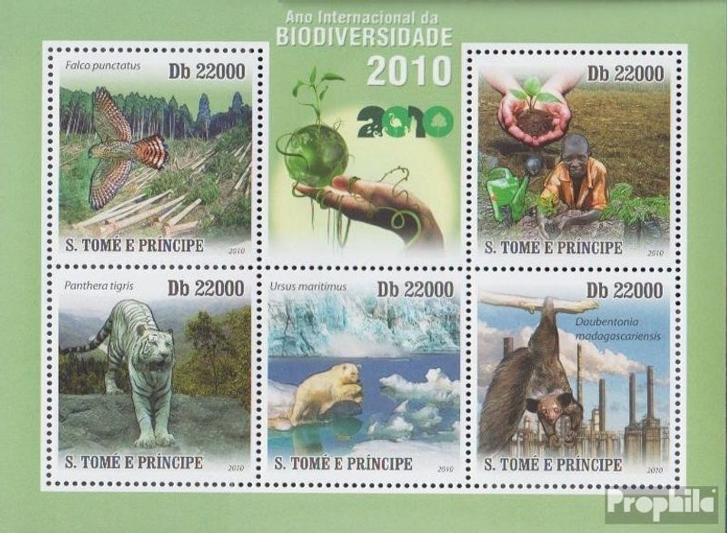 Briefmarken Sao Tome e Principe 2010 Mi 4686-4690 Kleinbogen (kompl.Ausg.) postfrisch Biodiversität