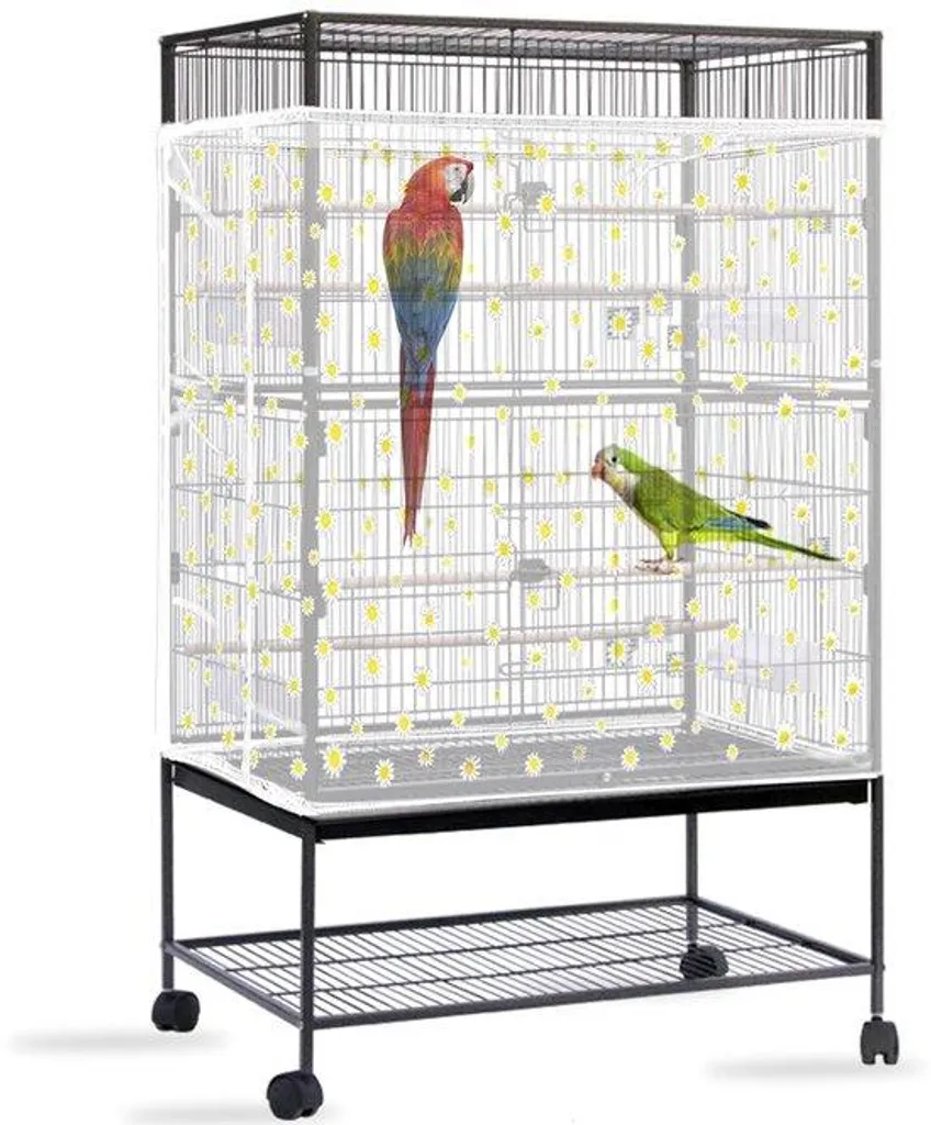 Filet de protection pour cage à oiseaux 118 cm noir avec récupérateur