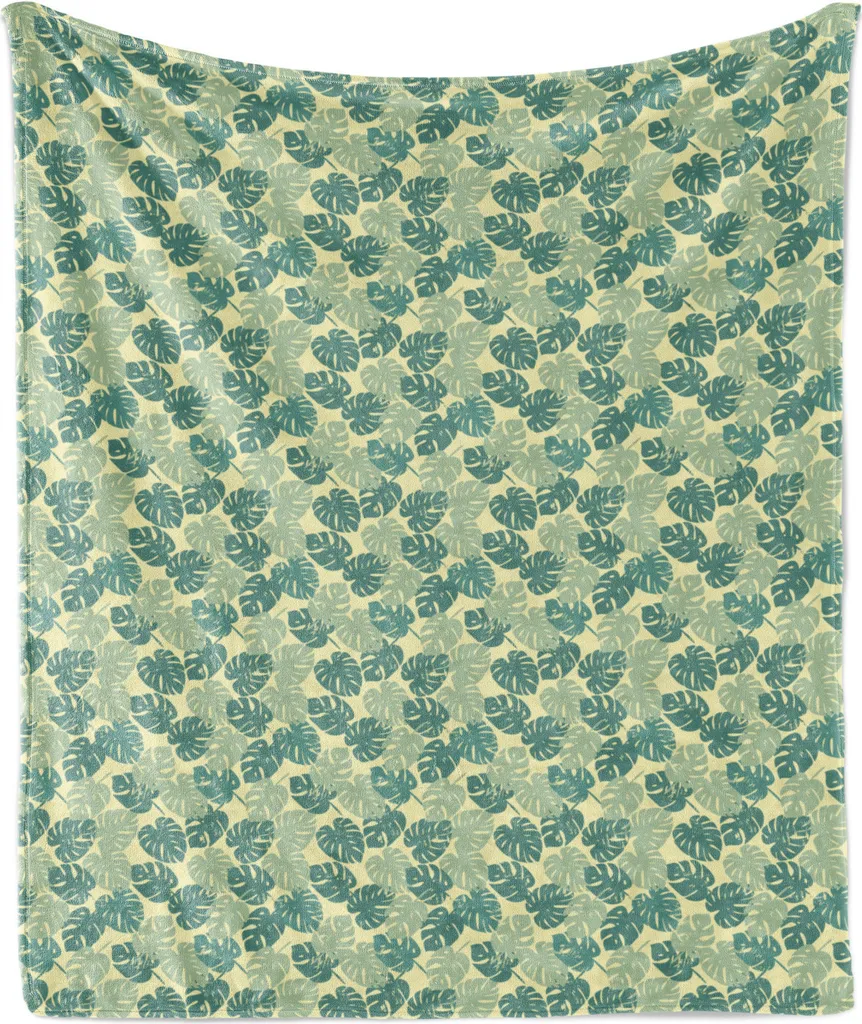Plaid Tropicale Monstera ABAKUHAUS 175x230 cm Verde Giada Elegante