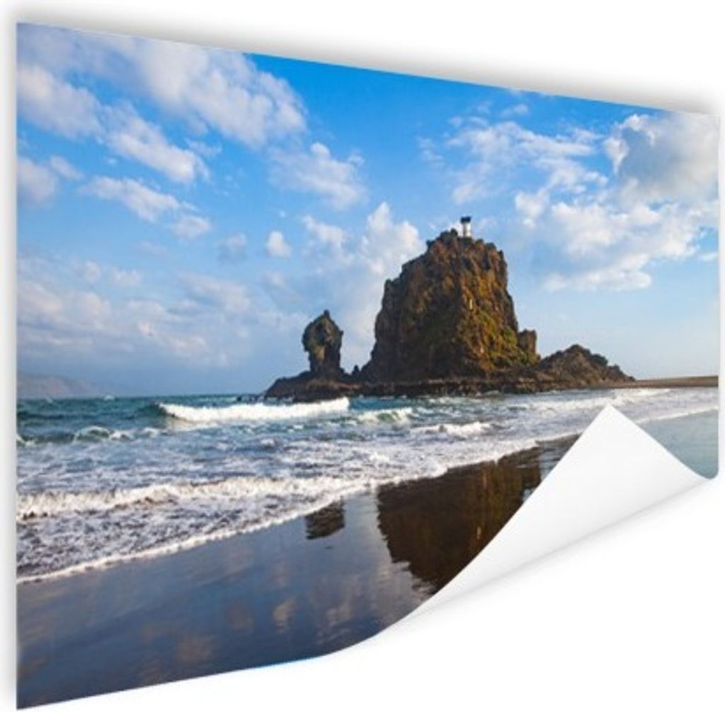 MuchoWow Poster Felsen mit Leuchtturm Neuseeland Foto 180x120 cm - Fotoplakat
