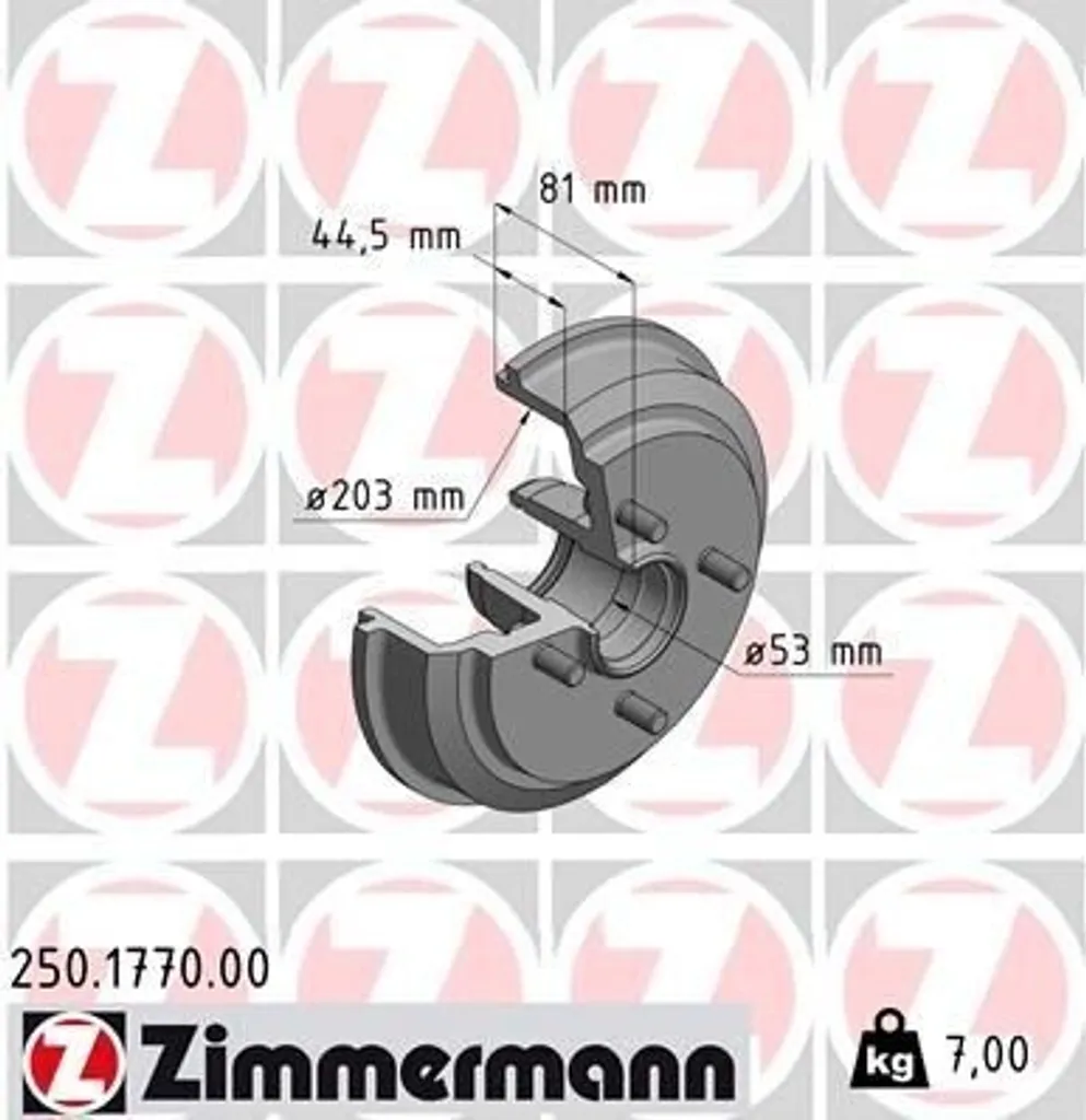 Tambour de frein ZIMMERMANN 250.1770.00 - Supprimez les Bruits de Frein
