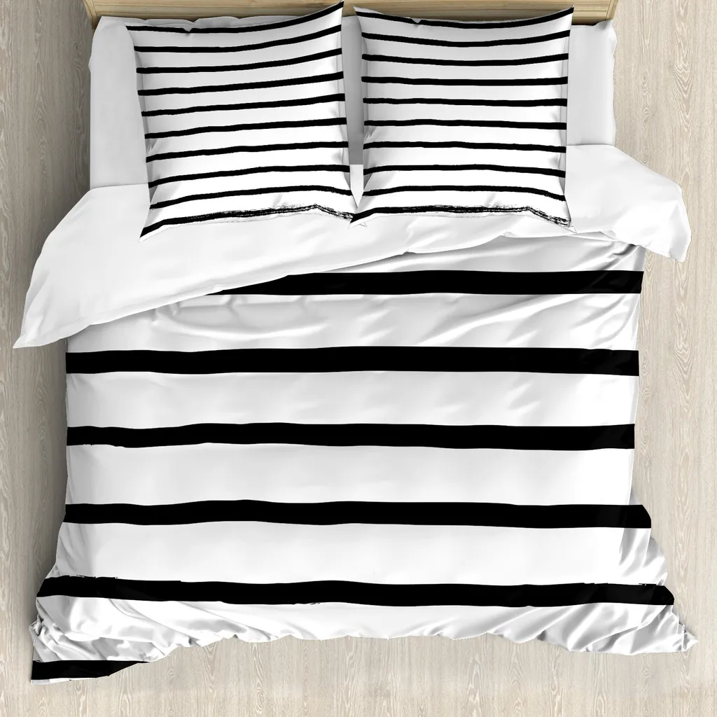 ABAKUHAUS Set copripiumino artistico per letti matrimoniali, pennellate minimaliste, antiacaro, adatto a chi soffre di allergie, con federe, antracite