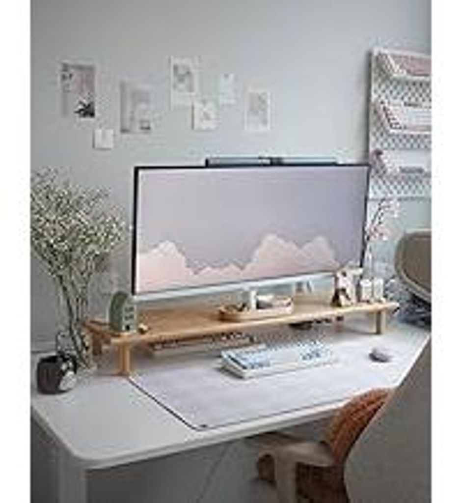 ROCDEER Dual-Monitorerhöhung mit verstellbarer Höhe für Laptop, Computer, Drucker, TV-Ständer bis zu 59 kg (Bamboo-natural)