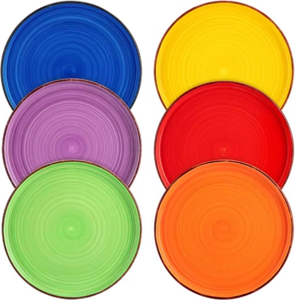 Valenza Pastaborden – 6-teilig – 6 Personen – Mix Farben Keramik – Essteller, tiefe Teller & Frühstücksteller – Bunt & Modern