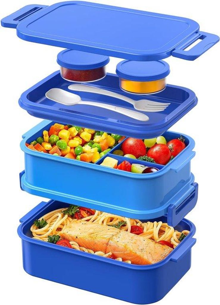 Großes Bento-Box, 2130 ml, blauw, BPA-frei, für Erwachsene